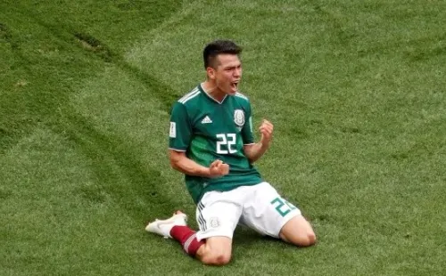 Hirving Lozano celebrando el 1-0 sobre Alemania en el Mundial.