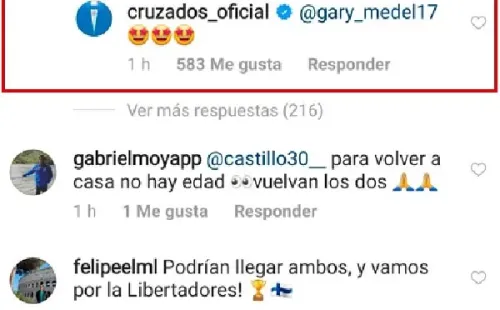 El comentario de Gary en Instagram.