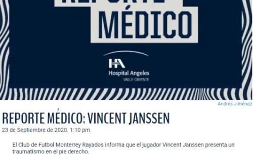 El informe médico que publicó Monterrey.