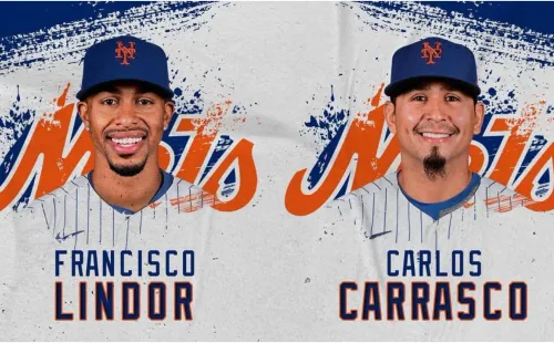 Francisco Lindor y Carlos Carrasco (Foto: @Mets)