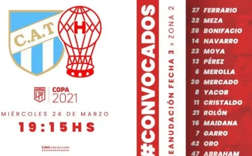 Foto: Twitter oficial de Huracán.