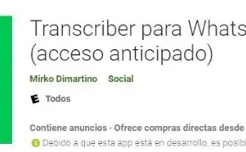 Transcriber para WhatsApp. (Foto: Google Play).