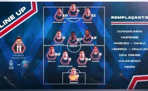 La formación del PSG para visitar al Reims. (Foto: Twitter oficial del PSG).