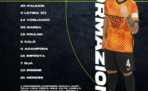 Los 11 del Benevento para visitar al Napoli. (Foto: Twitter oficial del Benevento).