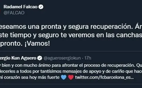Tuit de Falcao a Kun Agüero