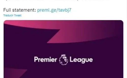 Fuente: Twitter Oficial Premier League (@premierleague)