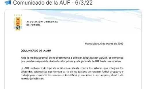 Fuente: Twitter Oficial AUD (@AUFOficial)