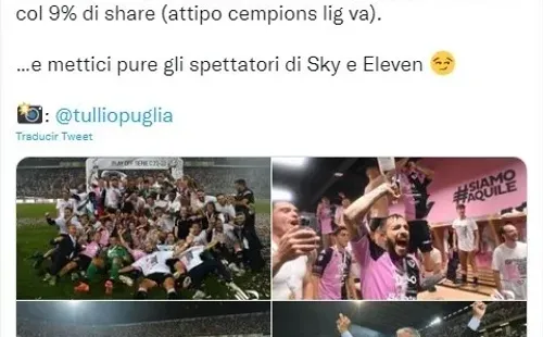 Festejo de Palermo por su ascenso a la Serie B. Twitter Palermo.