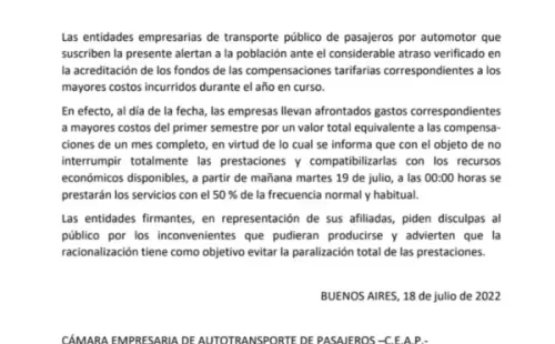 El comunicado completo.