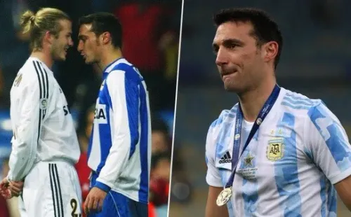 A la izquierda, Scaloni y su temperamento como jugador del Depor. A la derecha, Scaloni campeón de América como DT. (Getty)