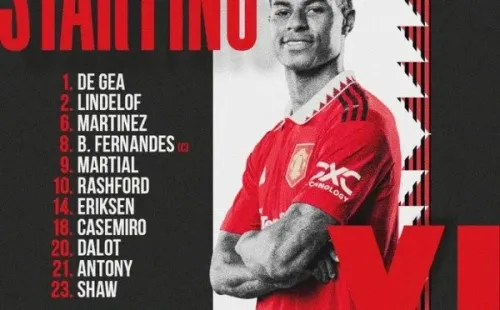 Los 11 de Manchester United vs. Everton (Foto: Twitter Manchester United)