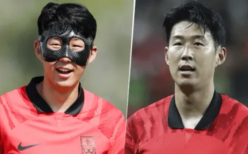 Con y sin máscara: las dos caras de Heung-Min Son (Fotos: Twitter Selección Corea del Sur y Getty Images)