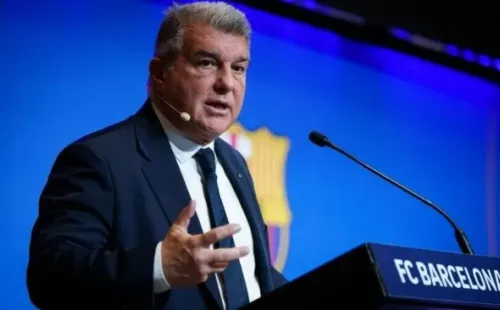 Joan Laporta este jueves en la conferencia de prensa en la que se refirió a la Superliga.