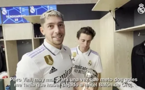 Federico Valverde en la celebración en el vestuario post Real Madrid 5 Al Hilal 3.