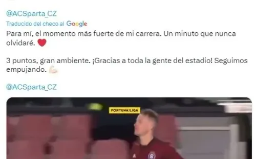 Jakub Jankto agradeció el apoyo de la afición del Sparta Praga.