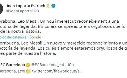 Joan Laporta felicitó a Lionel Messi por la obtención del premio The Best.