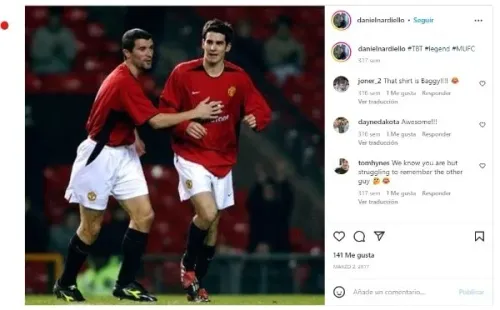 Nardiello y una publicación en Instagram. Getty.