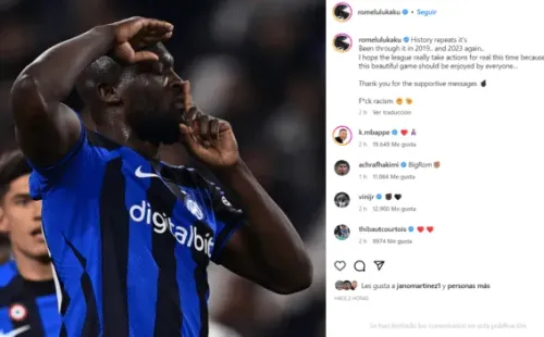 La publicación de Romelu Lukaku sobre el episodio de racismo que sufrió en Juventus vs. Inter.