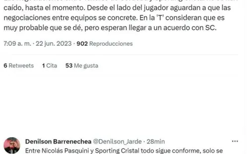Nicolás Pasquini sigue siendo del interés para Sporting Cristal.   