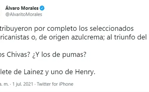 El tuit de Álvaro Morales.