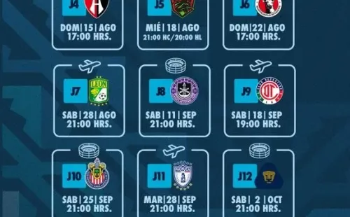 El calendario del América en el Torneo Apertura 2021. (Foto: Twitter Club América).