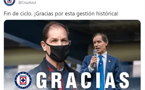 El tuit de despedida de Cruz Azul.