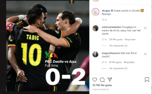Ajax festejó el triunfo en las redes (Instagram).