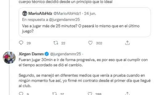 El hilo en el que Damm aclaró su llegada al América.