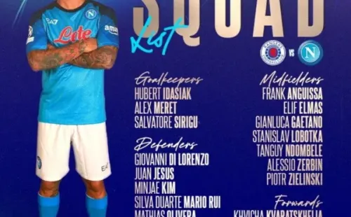 Los convocados de Napoli para visitar a Rangers (Foto: Twitter Napoli)