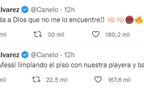 Los mensajes de Canelo Álvarez contra Lionel Messi (Foto: Captura Twitter Canelo Álvarez)