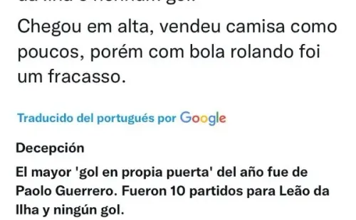 Críticas sobre Paolo Guerrero, jugador de Avaí