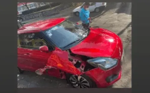 Así quedó el auto de Saucedo (Instagram).
