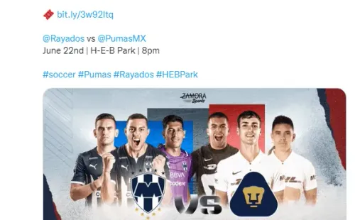 Pumas se enfrentaría a Rayados el 22 de junio.