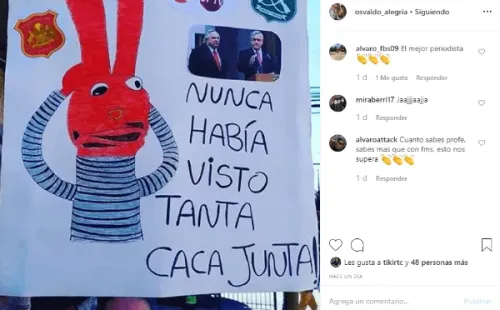 Alegría comparte cartel de Juan Carlos Bodoque crítico a Piñera, Chadwick, Carabineros, el Ejercito de Chile y la TV