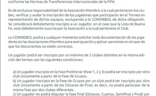 El artículo que indica que un futbolista podrá jugar en dos clubes en una misma edición de la Libertadores