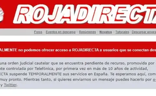 Así está actualmente Rojadirecta. | Foto: Captura.