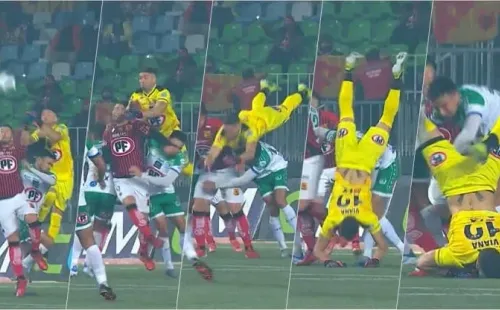 La secuencia que terminó con Mauricio Viana de cabeza en su último partido con Deportes Puerto Montt. | Foto: Captura.