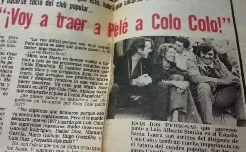 El recorte de prensa que que comentaba el interés de Colo Colo por Pelé.