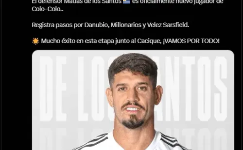 Matías de los Santos es nuevo jugador de Colo Colo