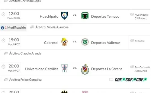 Las llaves pendientes de segunda fase de la Copa Chile.