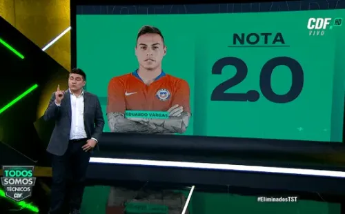 Eduardo Vargas (2,0) | “El segundo tiempo mejoró bastante, pero eso no se hace, lo del penal. Muchos chilenos estábamos viendo eso, ante un archirrival y faltar el respeto… No puedes tomar esto a la chacota, era fuerte como con Colombia. Es falta de respeto a Perú, a nosotros, a todos”.