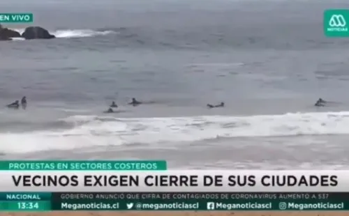 Mega mostró a un grupo se surfistas de lo más tranquilos
