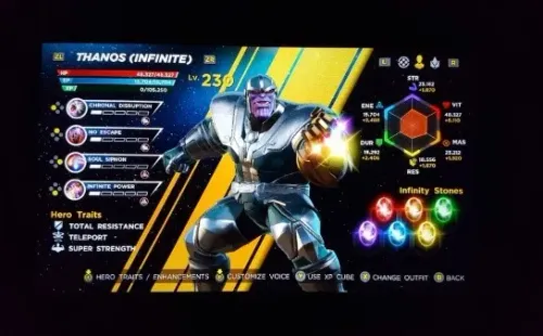 Thanos con las Gemas del Infinito