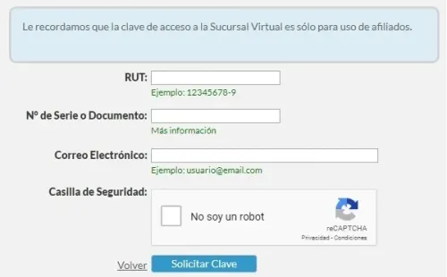 Estos datos tendrán que llenar para recuperar u obtener tu clave.