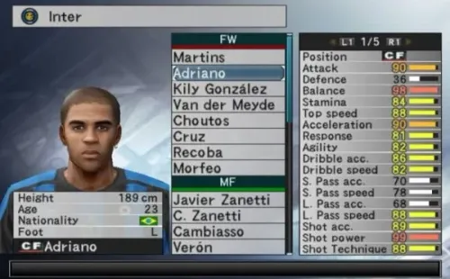 Adriano en PES de PS2