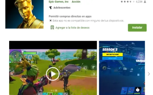 Fortnite en Google Play Store