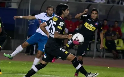 Cardacio en el único partido que disputó en Colo Colo: un amistoso con la UC en Antofagasta, donde fue expulsado.
