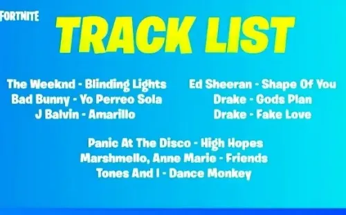 Tracklist de las canciones de Fortnite