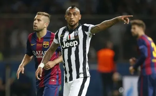 Vidal en la Juventus frente al Barcelona.