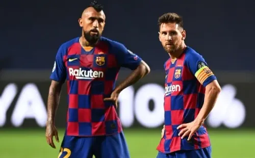 Vidal y Messi en el Barcelona vs. Bayern Múnich.